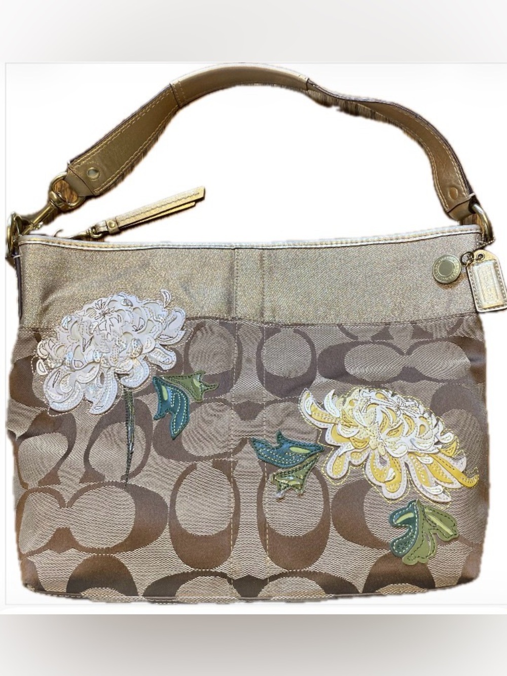 Coach Signature Y2K-era limited edition Chrysanthemum Appliqué Shoulder Bag